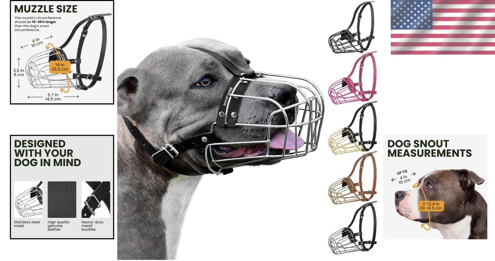 Adjustable Dog Muzzle for Pitbulls & Amstaff - Safe & Breathable Design