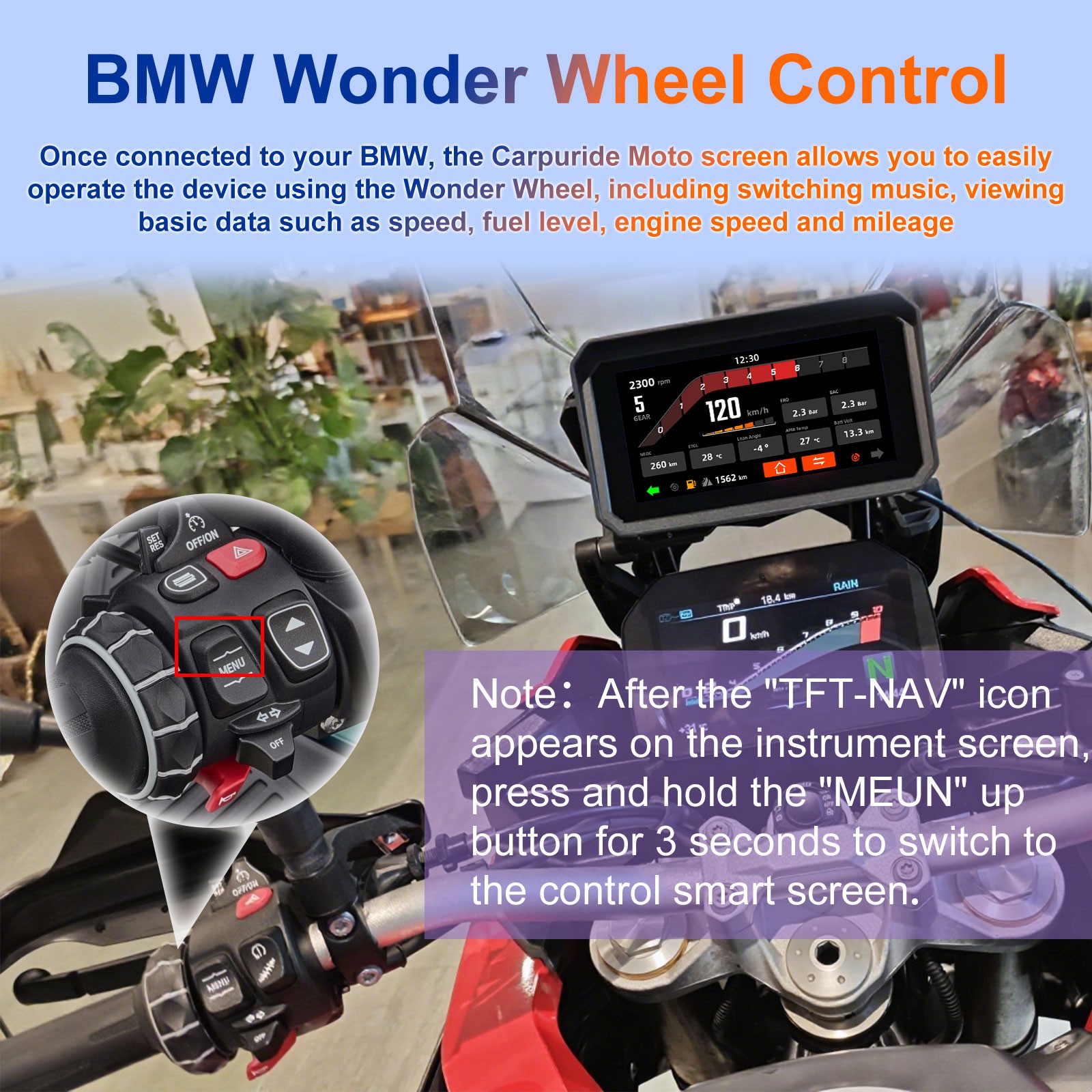 6 Inch Motorcycle Carplay / Android Auto 16-Pin for BMW R1200GS R1250GS S1000XR