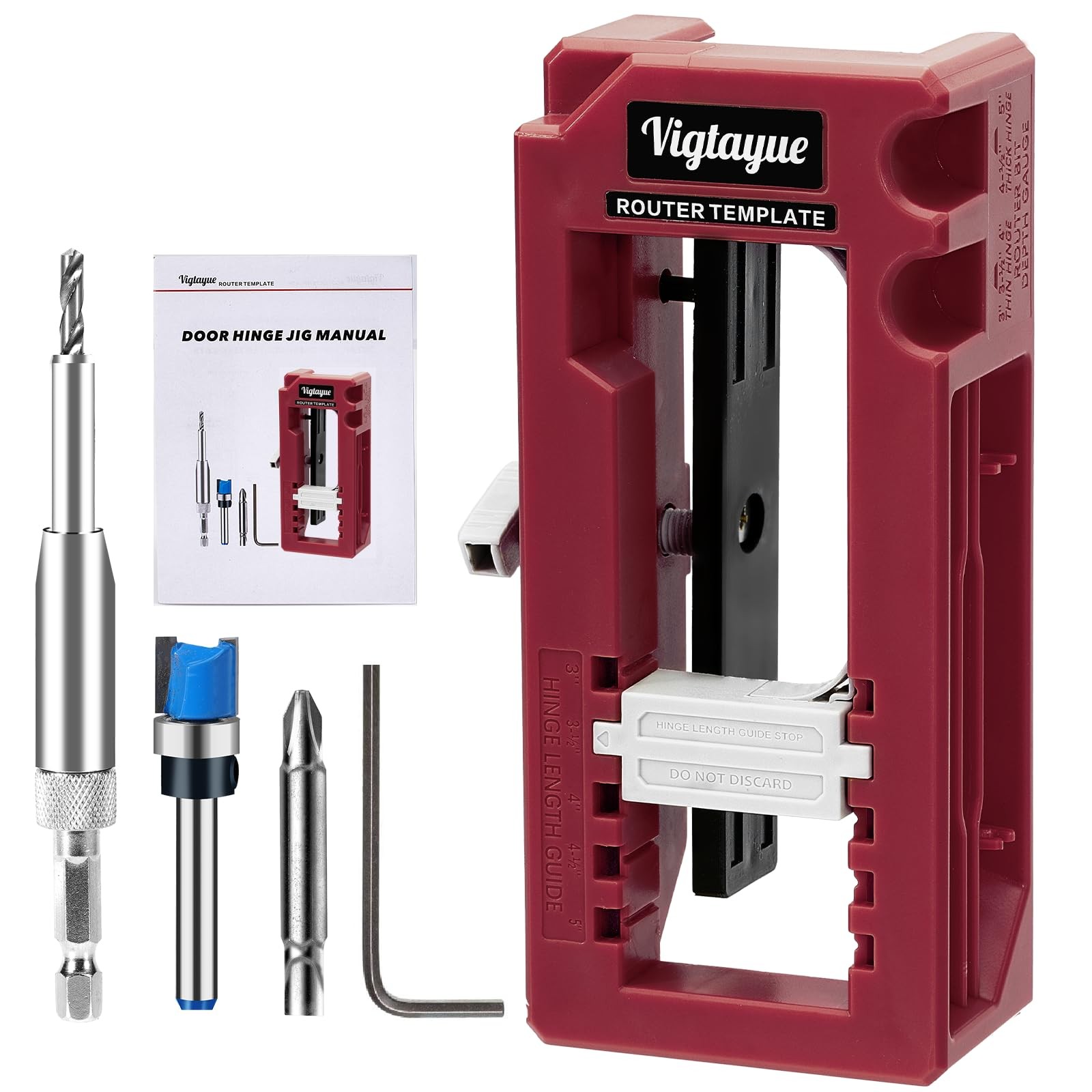 Door Hinge Jig, Mortiser, Router Template Fits for Hinges Red