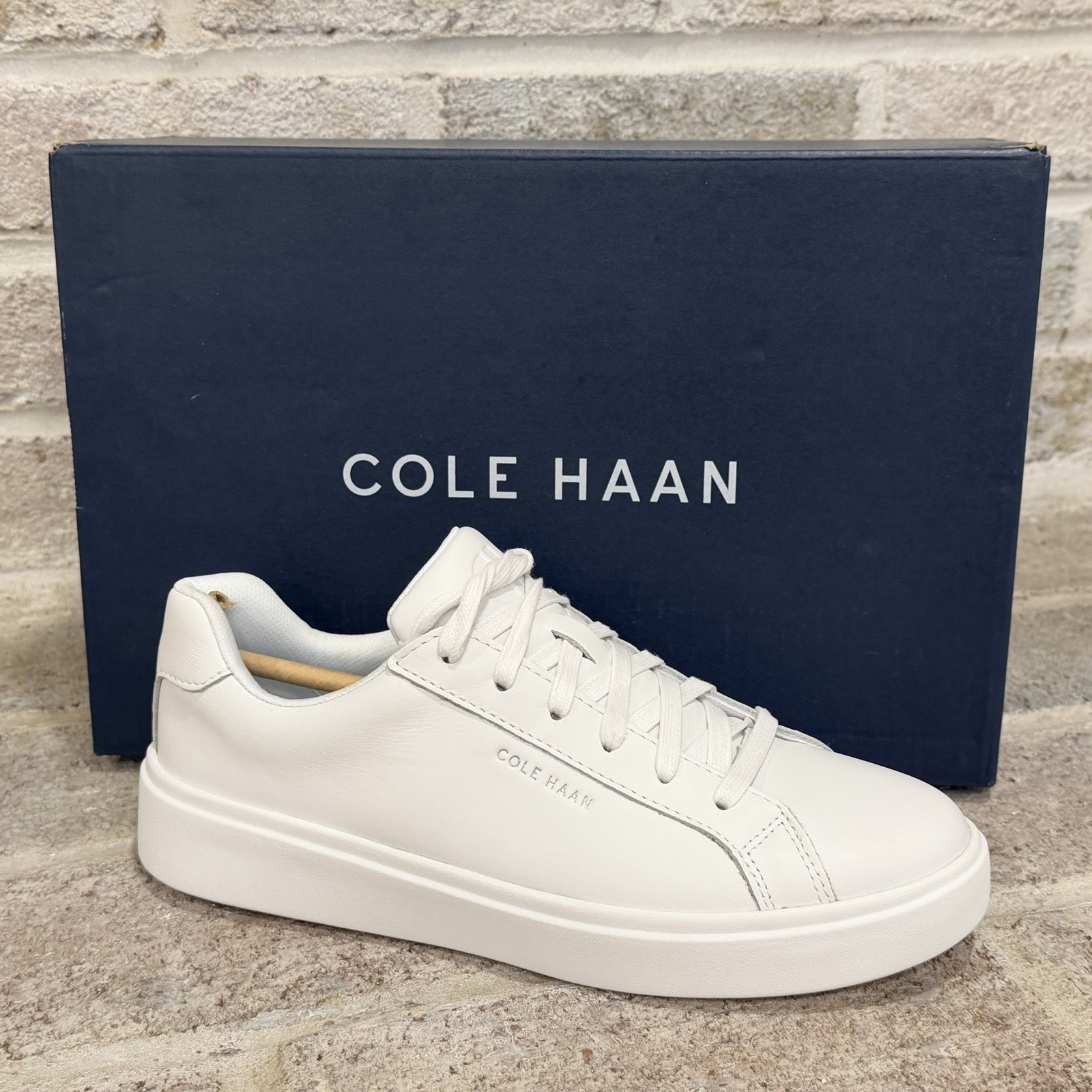 New Women's Cole Haan Grand Crosscourt Daily Leather ALL WHITE Sneaker Sz 7