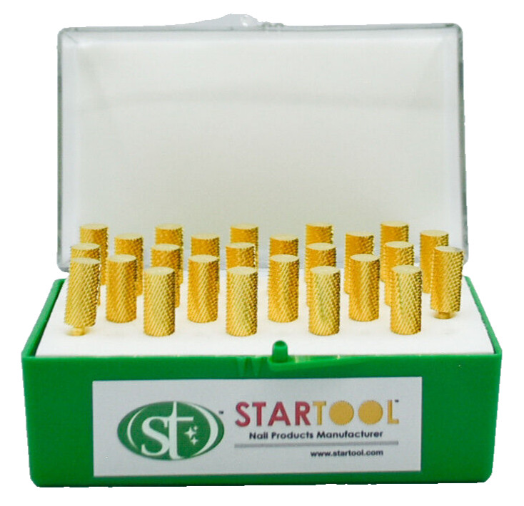 Startool Acrylic Nail Drill 3/32 Coarse Gold STC *( 6 Pieces )