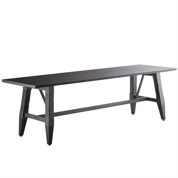 30" x 96" Rectangular Solid Wood Live Edge Restaurant Table Top in Gray Wood