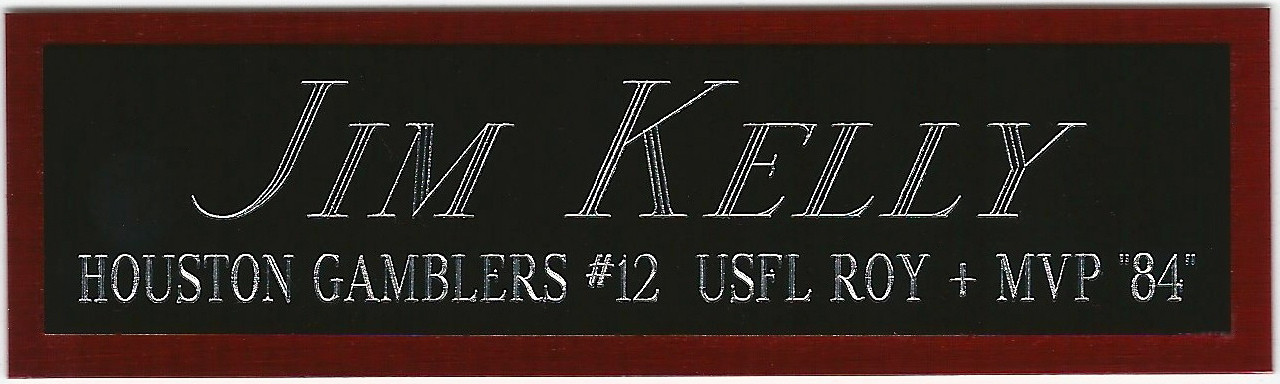 JIM KELLY HOUSTON GAMBLERS USFL NAMEPLATE Signed HELMET-FOOTBALL-JERSEY-PHOTO