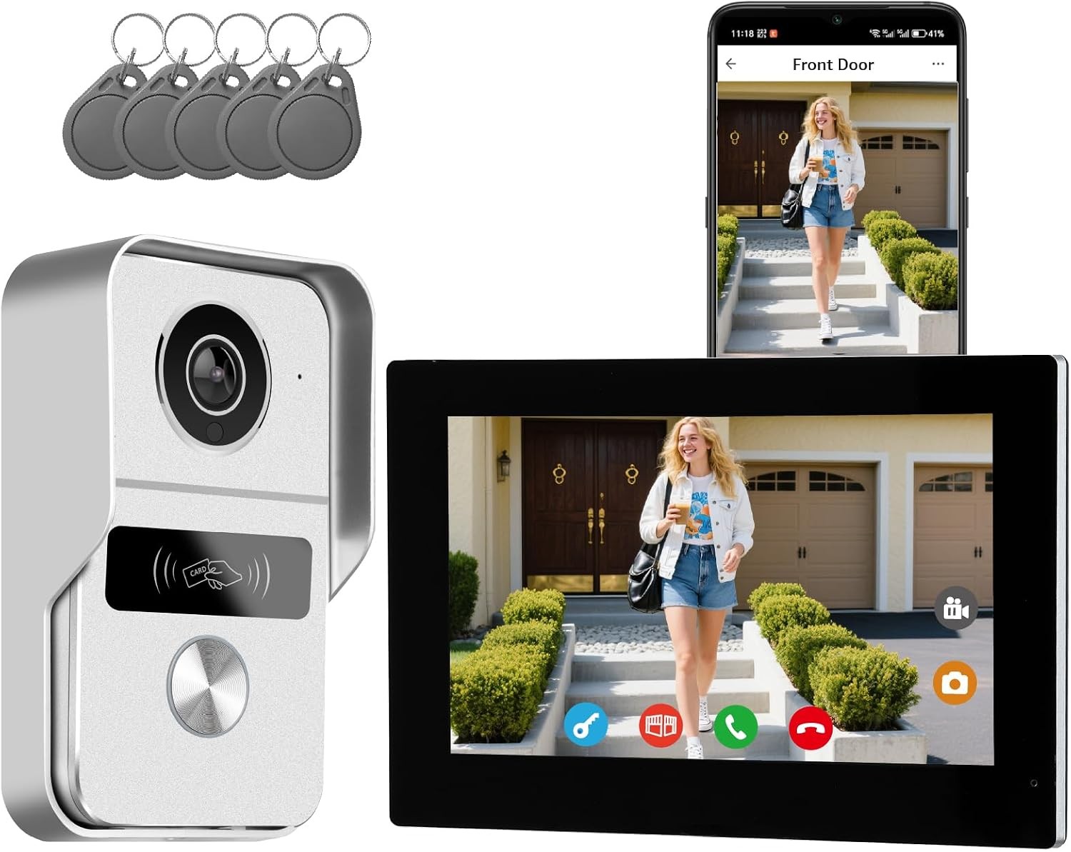 Tuya Video Intercom 7" Wired Doorbell Remote Unlock