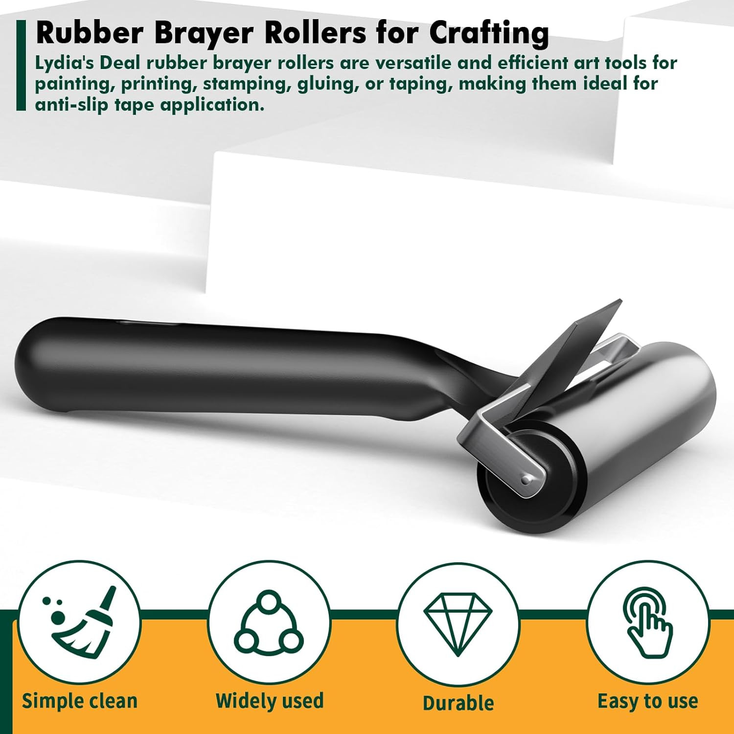 4 Inch Rubber Roller Brayer Rollers for Crafting, Hard Rubber Rollers