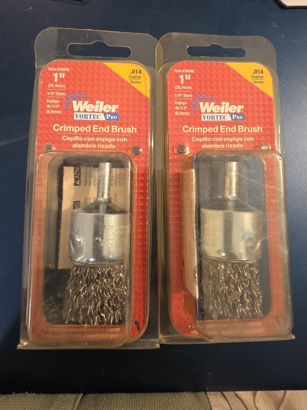2 Weiler Vortec Pro 1 in.   Crimped Wire Wheel Brush Carbon Steel 20000 Rpm USA