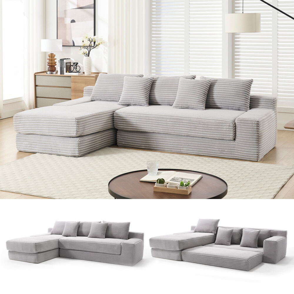 L-Shaped Sectional Couches Convertible Sofa Bed, Compression Sofa, Modular Couch