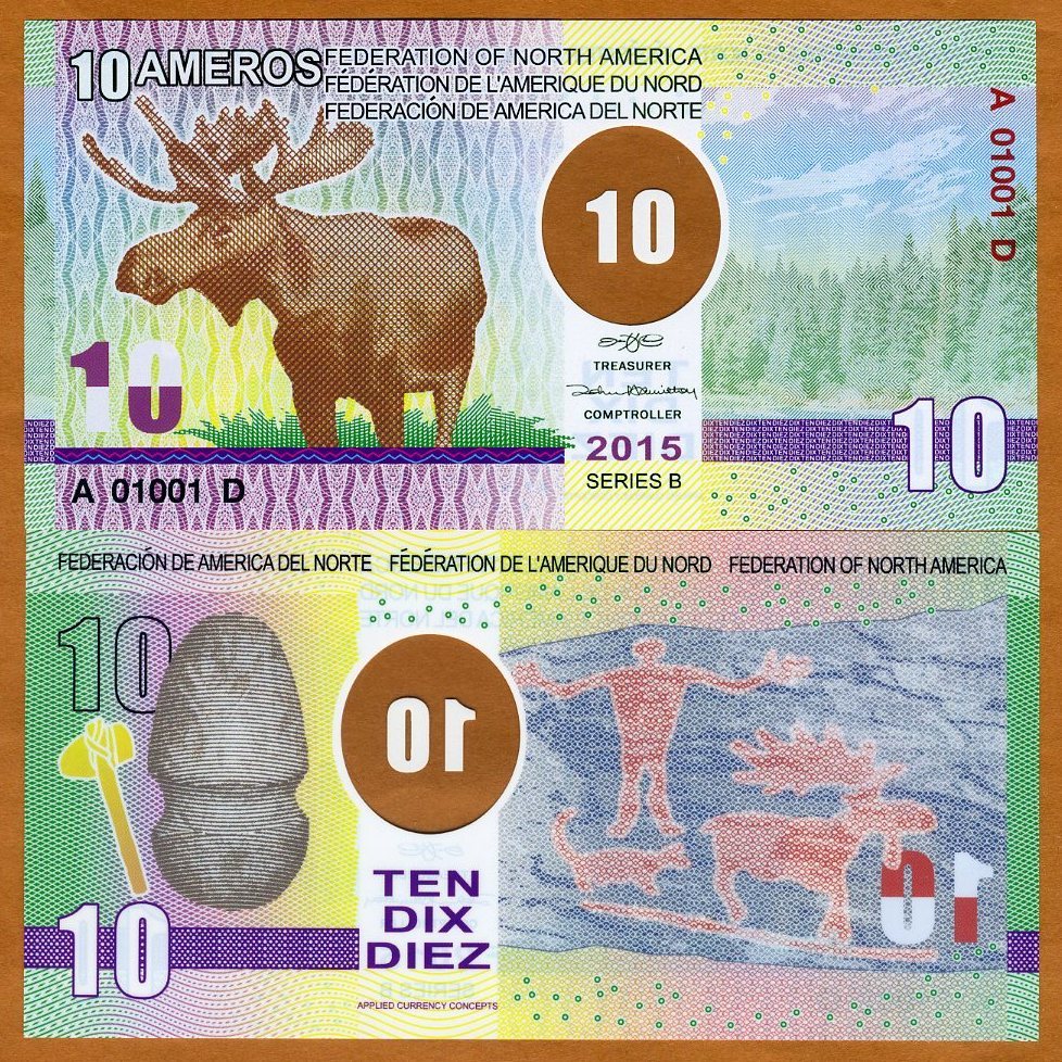 Federation of North America, 10 Ameros, 2015, Clear Window Polymer, Moose