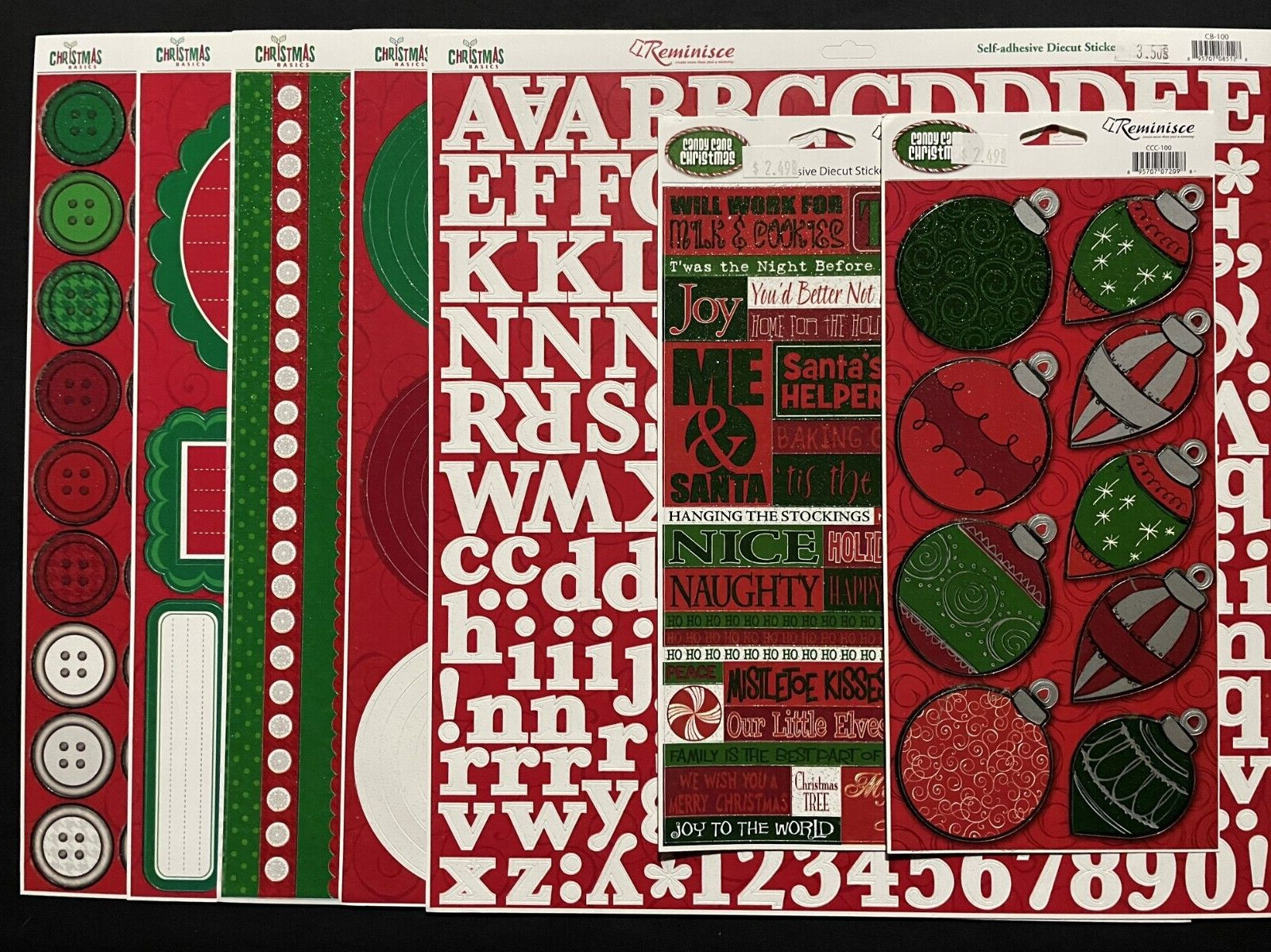 REMINISCE CHRISTMAS GLITTERY SELF-ADHESIVE ALPHABET, BORDERS AND MORE!