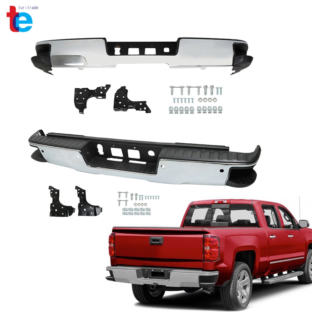 Chrome Rear Bumper Assembly For Chevy Silverado/GMC Sierra 1500 2014-2018 Steel