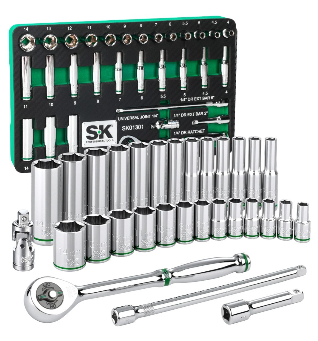 SK Professional Tools 30 Piece 1/4" Drive METRIC Socket Set New LifetimeWarranty