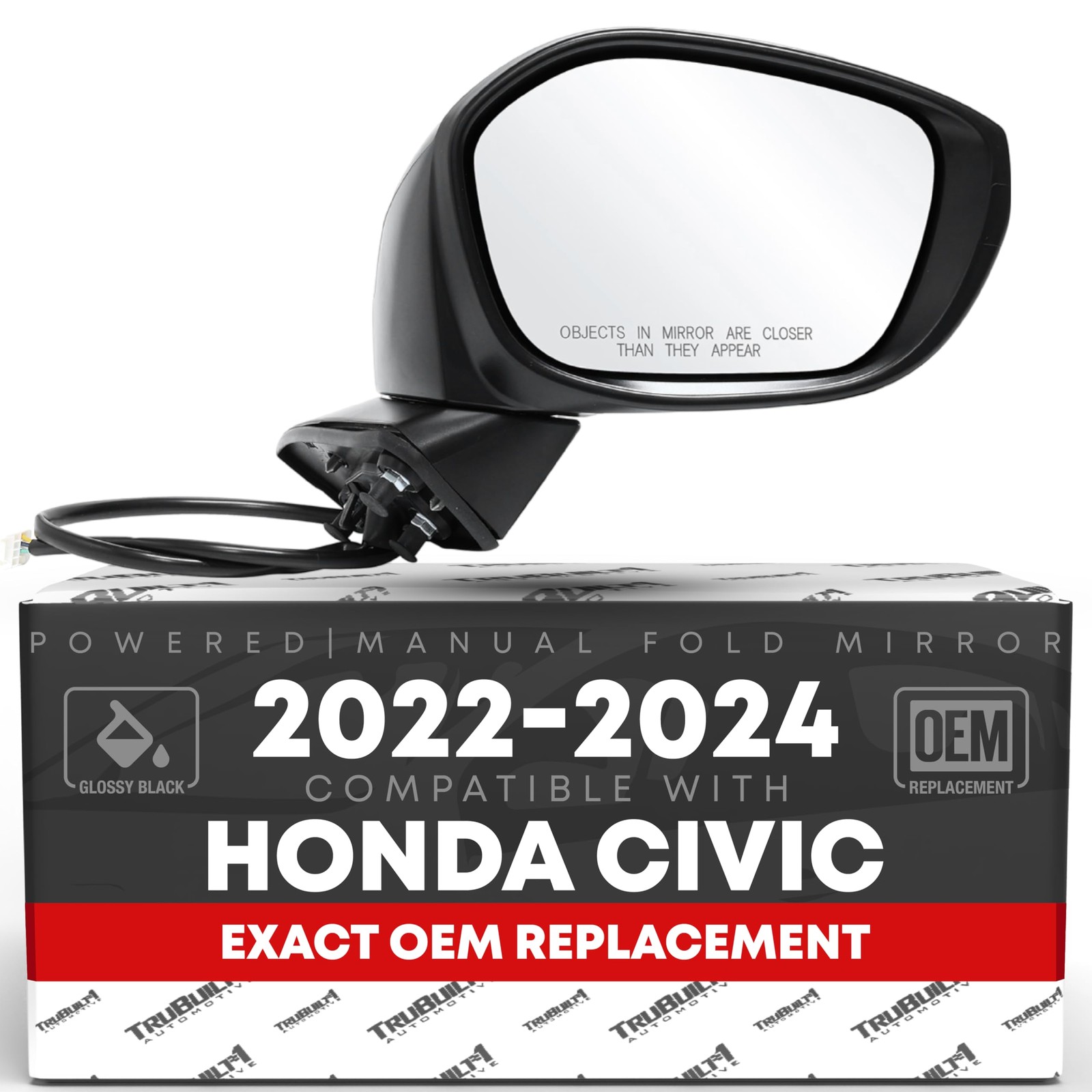 Passenger Side Mirror Replacement - Compatible with 2022-2024 Honda Civic - P...