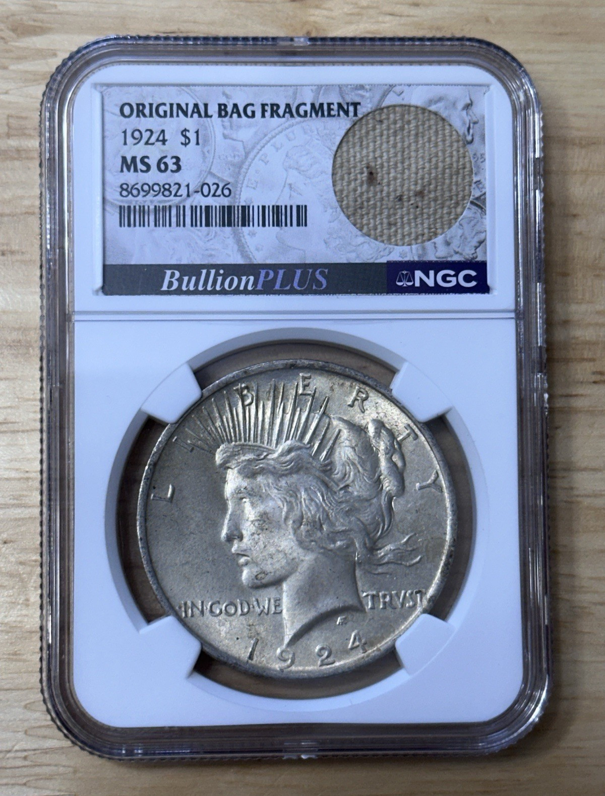 1924 Peace Silver Dollar $1 NGC MS63 Original Bag Fragment BullionPlus