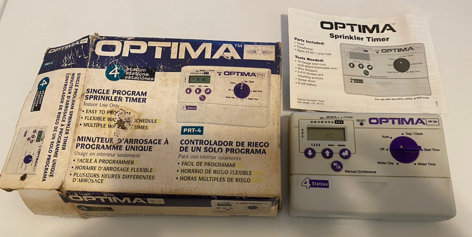 PRT-4 Optima Station Single Program Sprinkler Timer Garden Watering Controller
