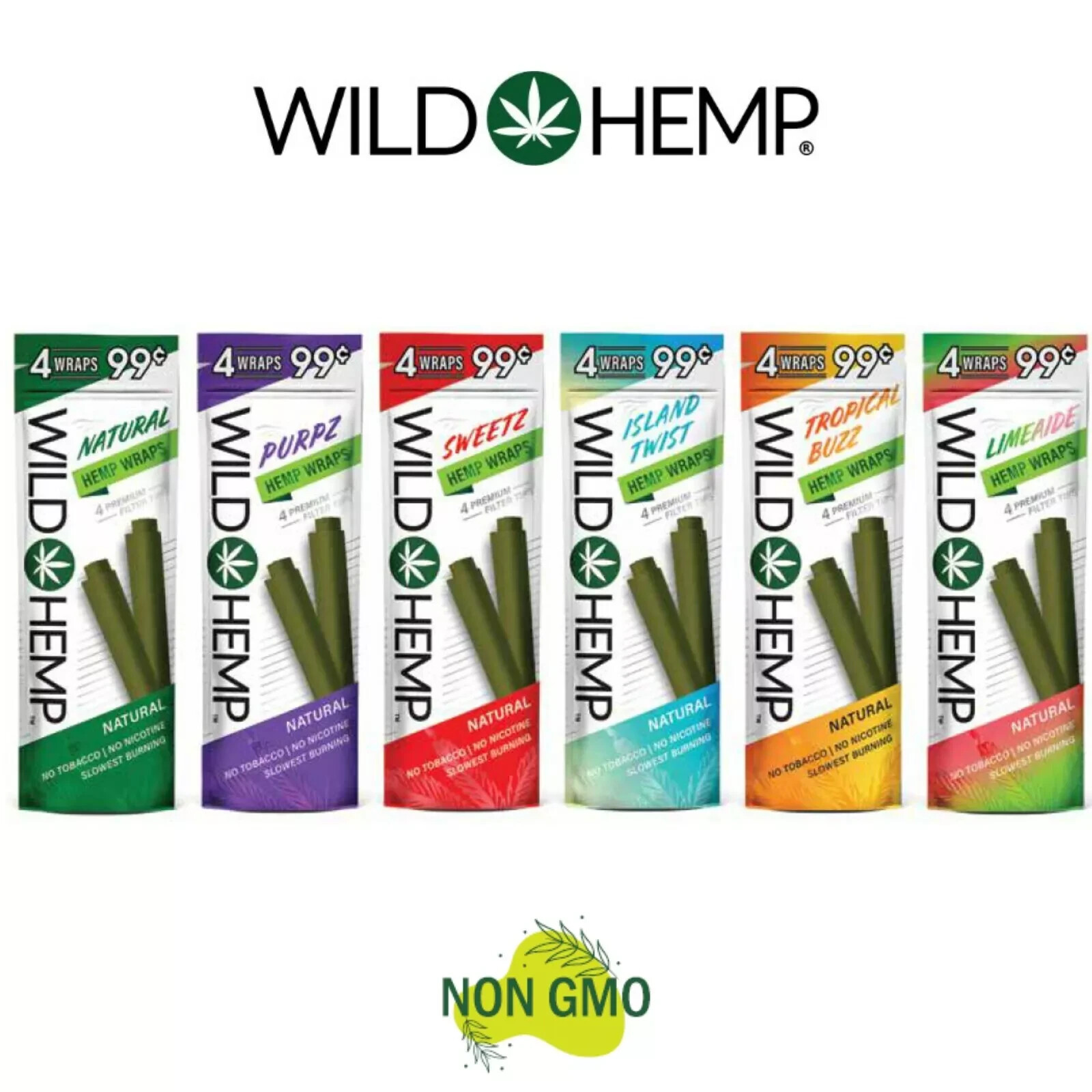 Wild H. Organic Wrap Rolling Paper Diamond Full Box 20 Pouches / 4 per Pack