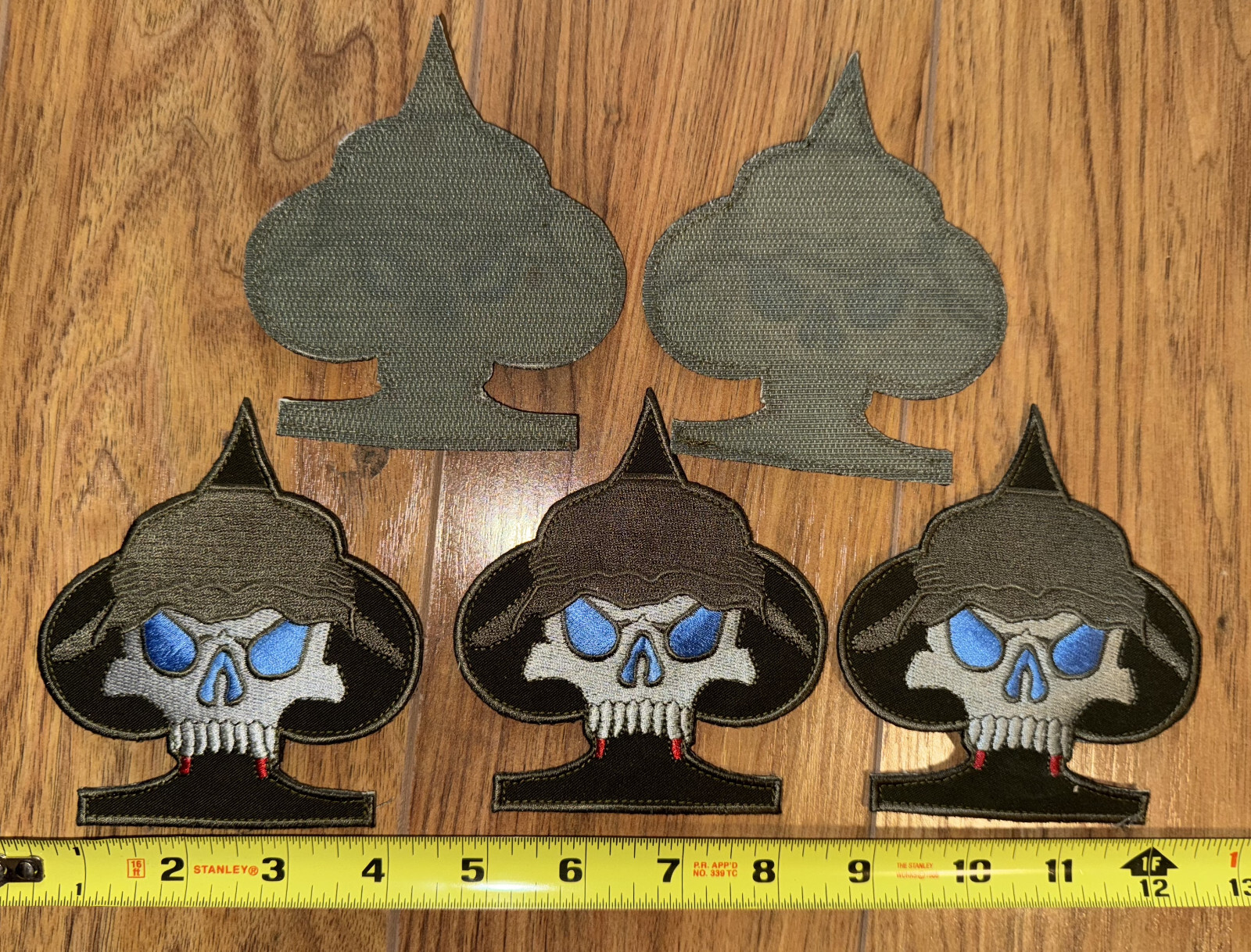 Dealer or Team lot 5 Large Zombie Spade Skull Morale Patches (4"x4.5”) w/ Hooks