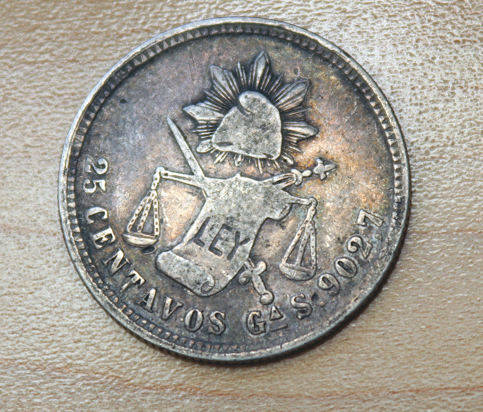 1889 Ga S Mexico 25 Centavos Silver Guadalajara MInt