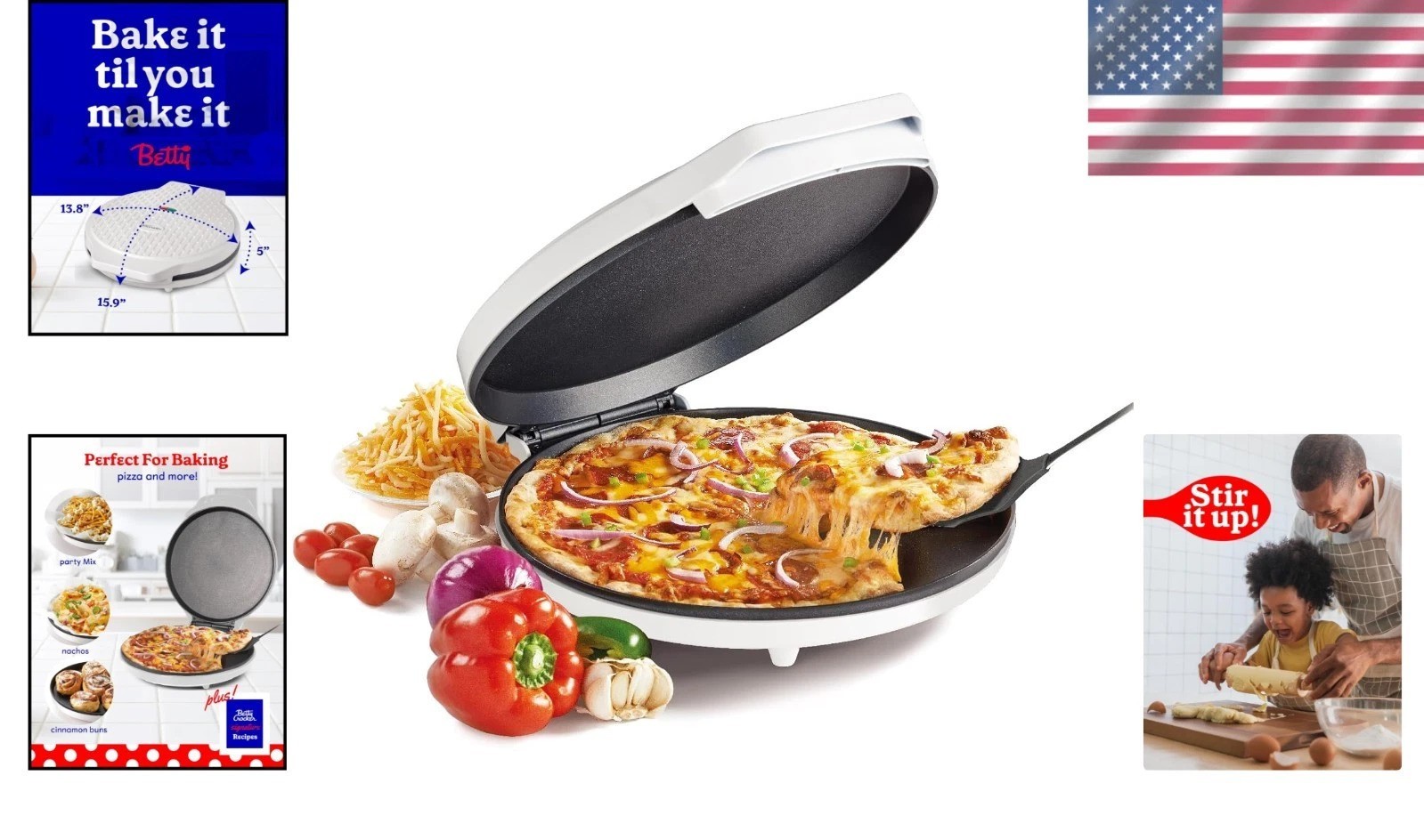 Versatile 12-Inch Nonstick Pizza Maker & Electric Grill - 1440W for Quick Dishes