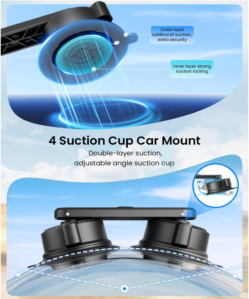 Maectech Four Suction Cup Car Mount Camera Rig Stabilizer New Open Box
