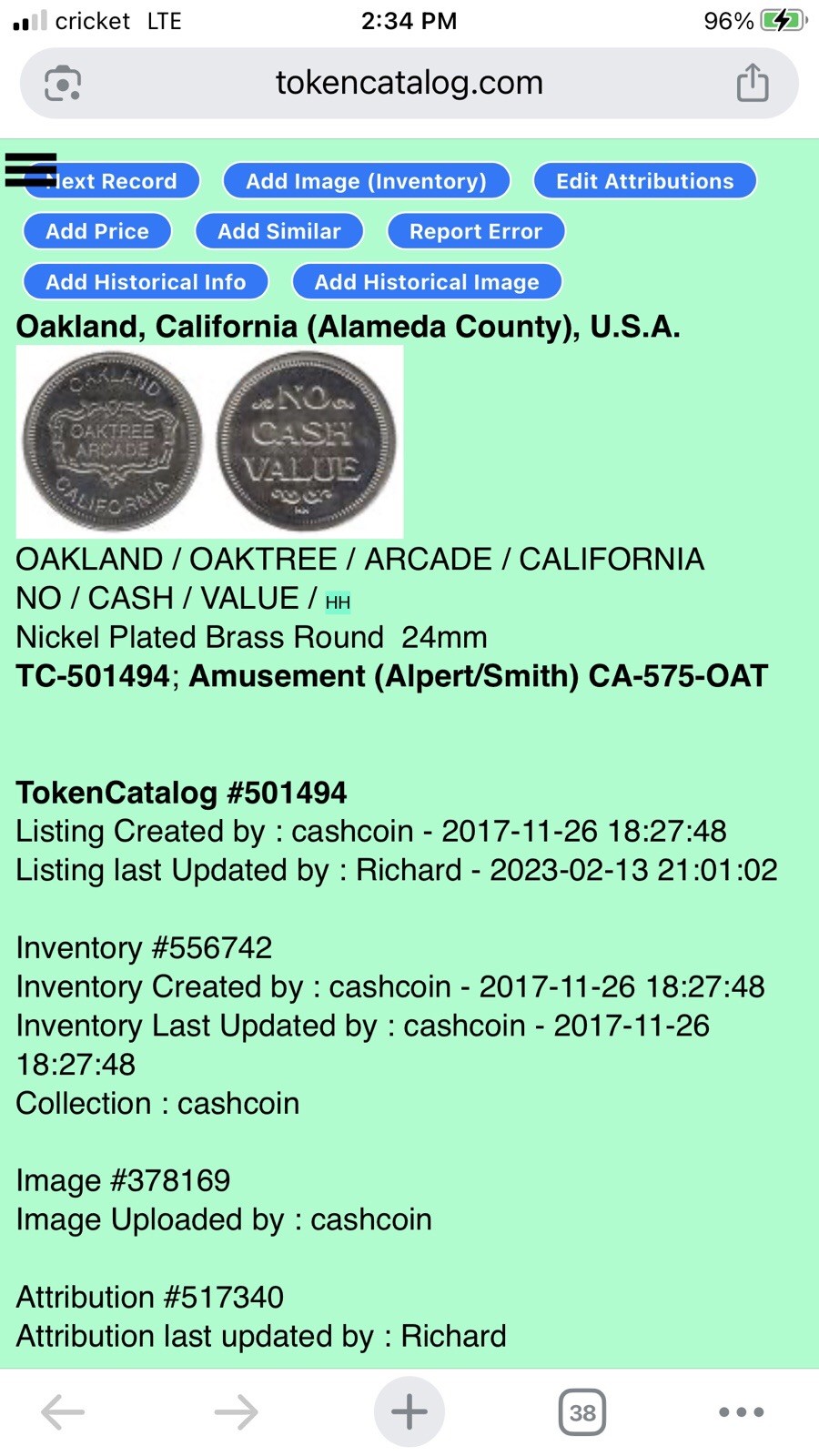 Arcade Token - Oaktree Arcade - Oakland, California
