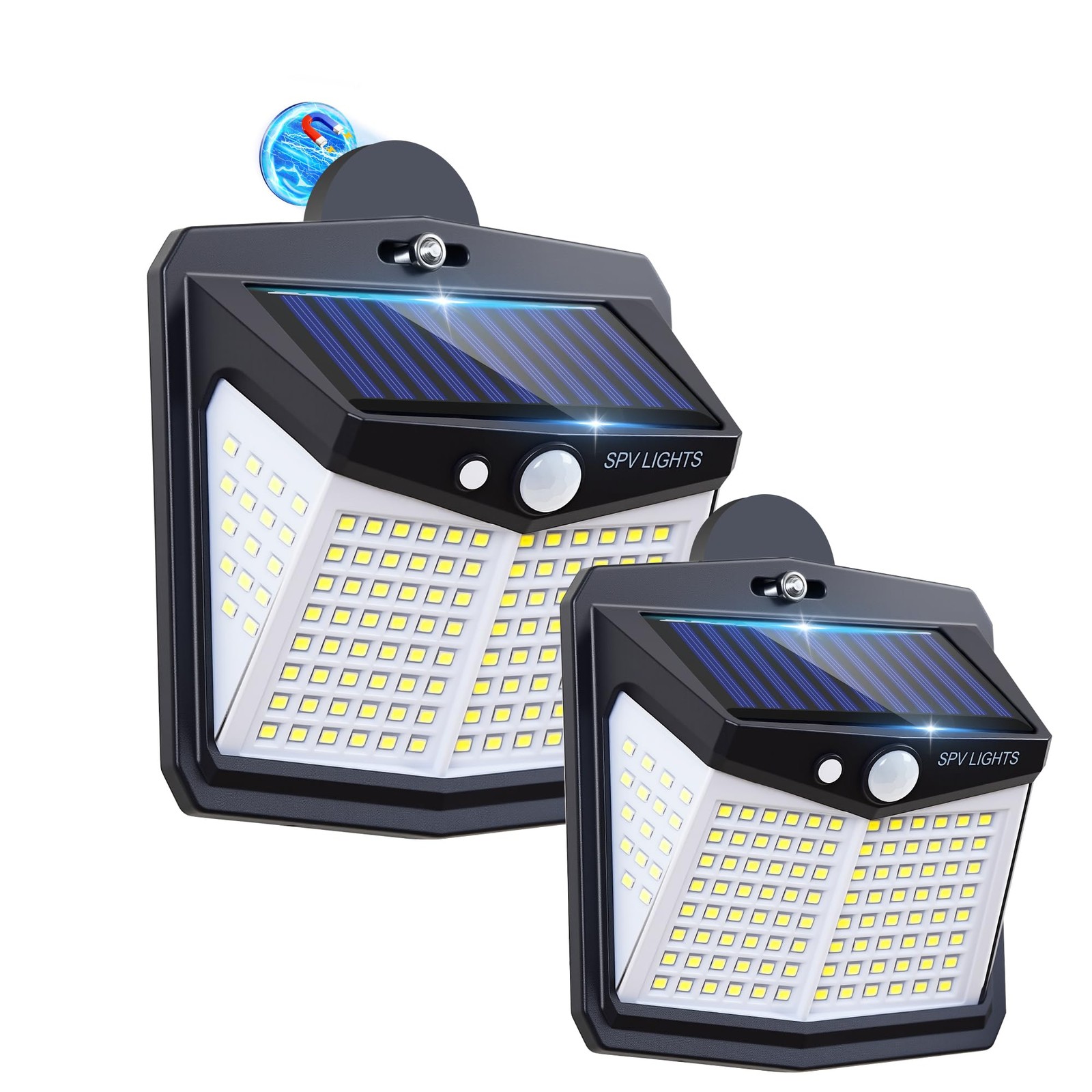 2Pack 128LED Magnetic Solar Lights Outdoor, Bright Motion Sensor Outdoor Ligh...