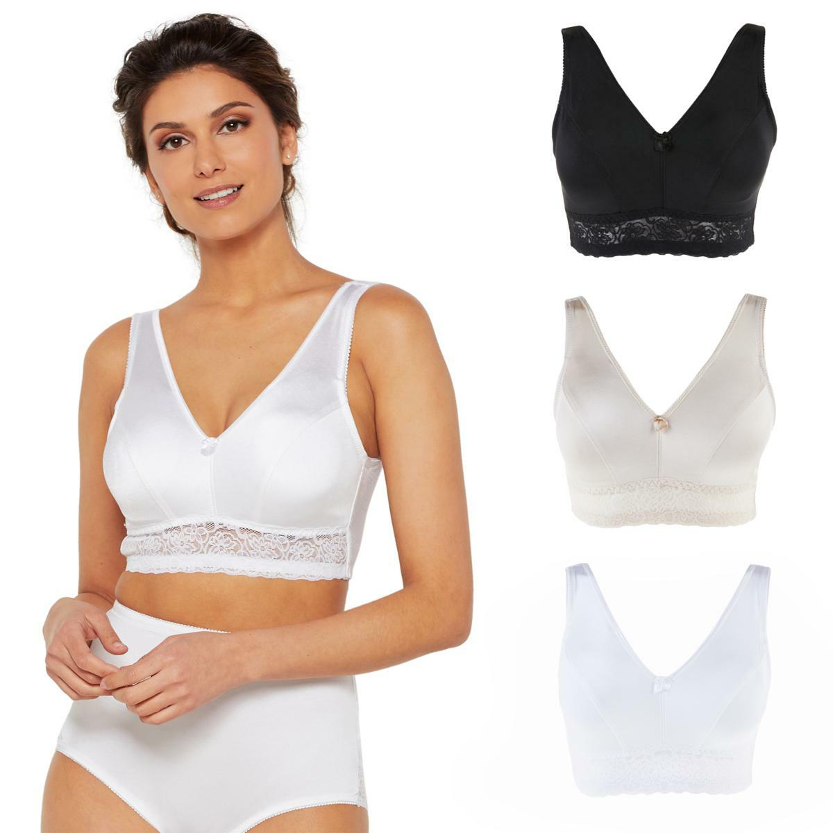 Rhonda Shear 3-pack Pin Up Smooth Bra in Black/White/Nude 650-613 , Size XL