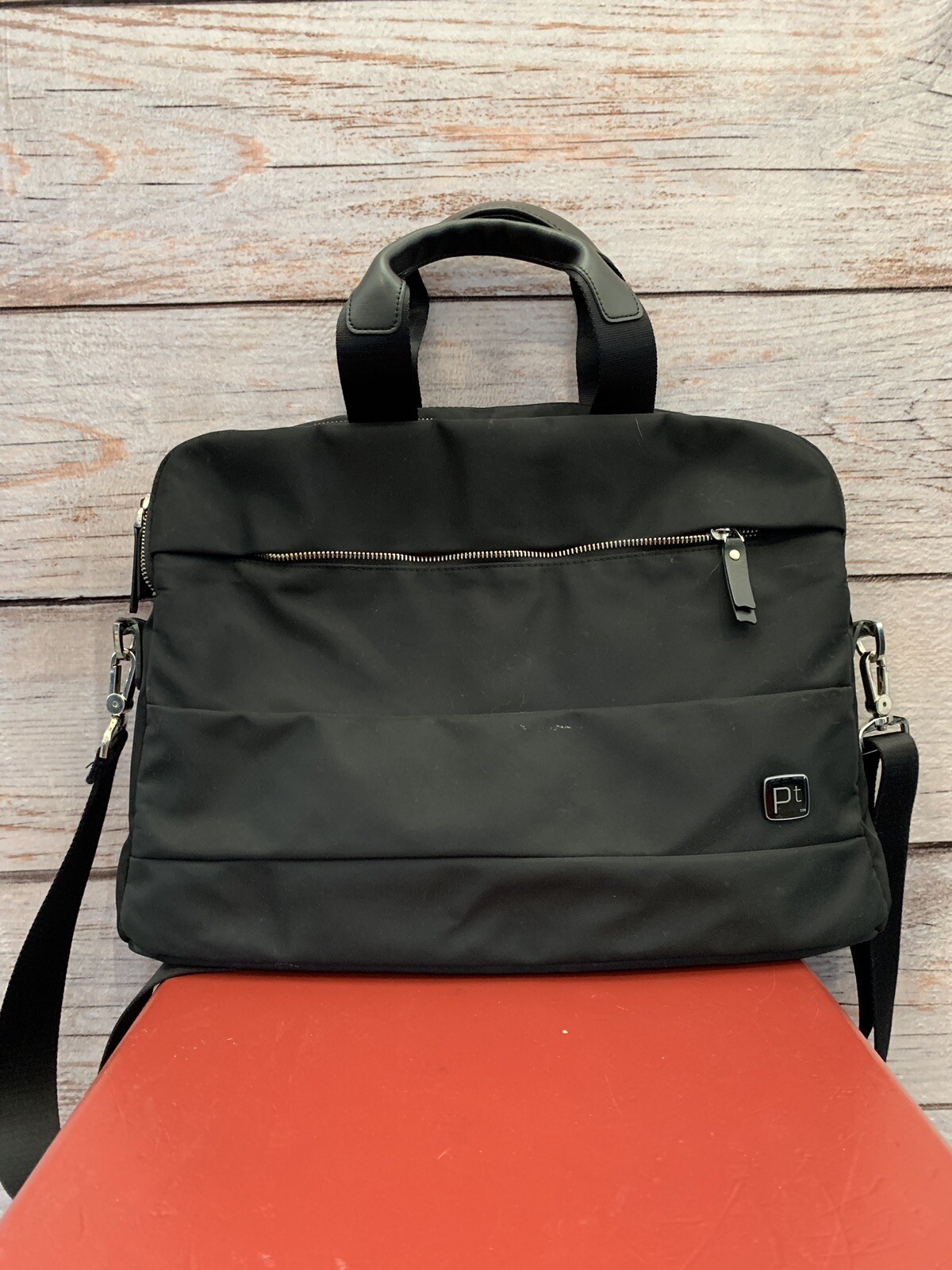 Platinum Black Nylon Laptop Briefcase Bag Computer Compartment-Bonus EUC