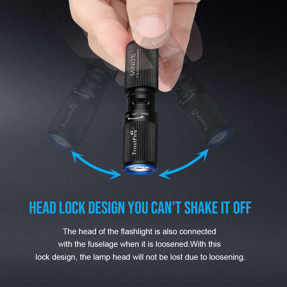 TrustFire Mini2s Keyring Mini Rechargeable LED Flashlight Torch Waterproof US