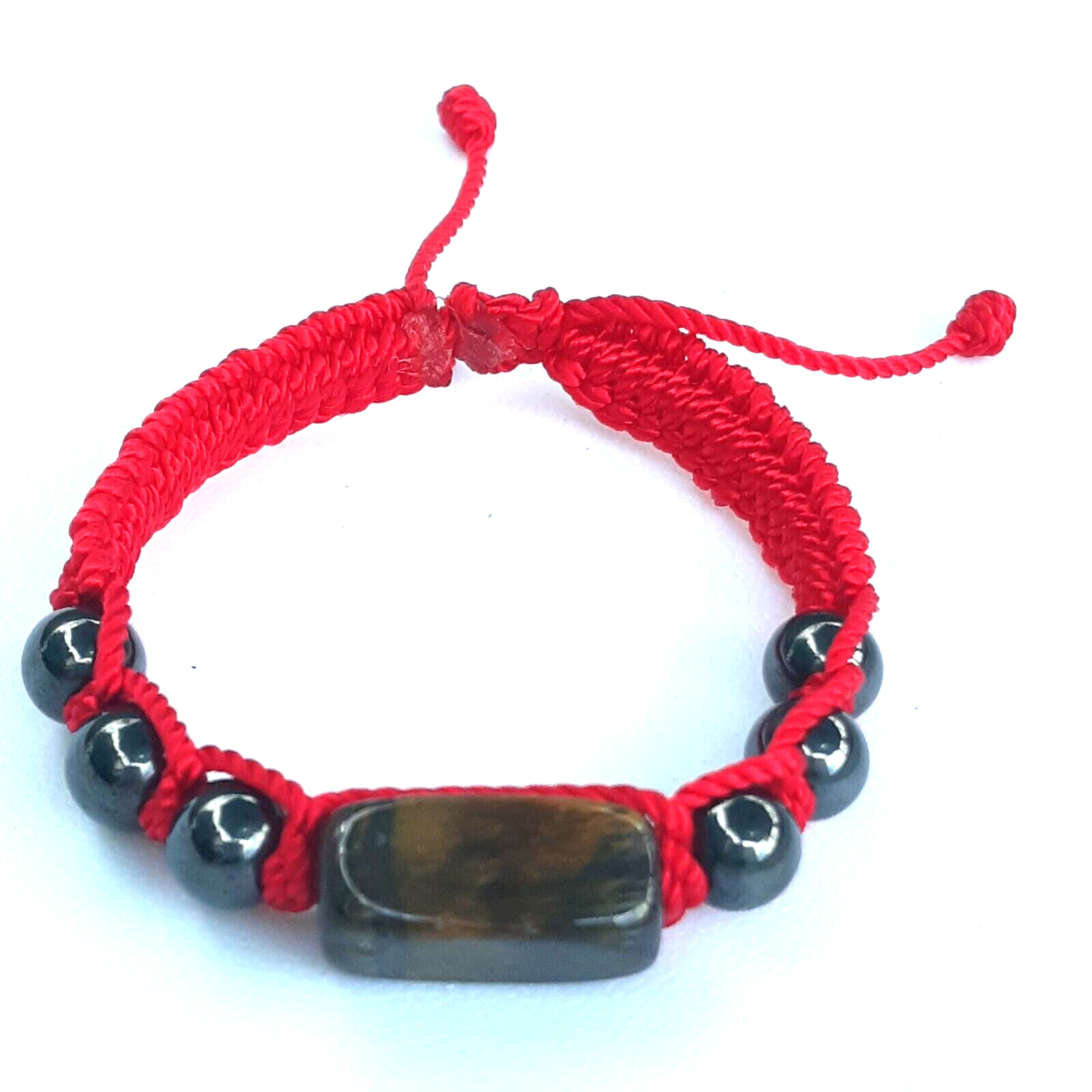 Protection Bracelets Tiger's Eye with Hematite on red string