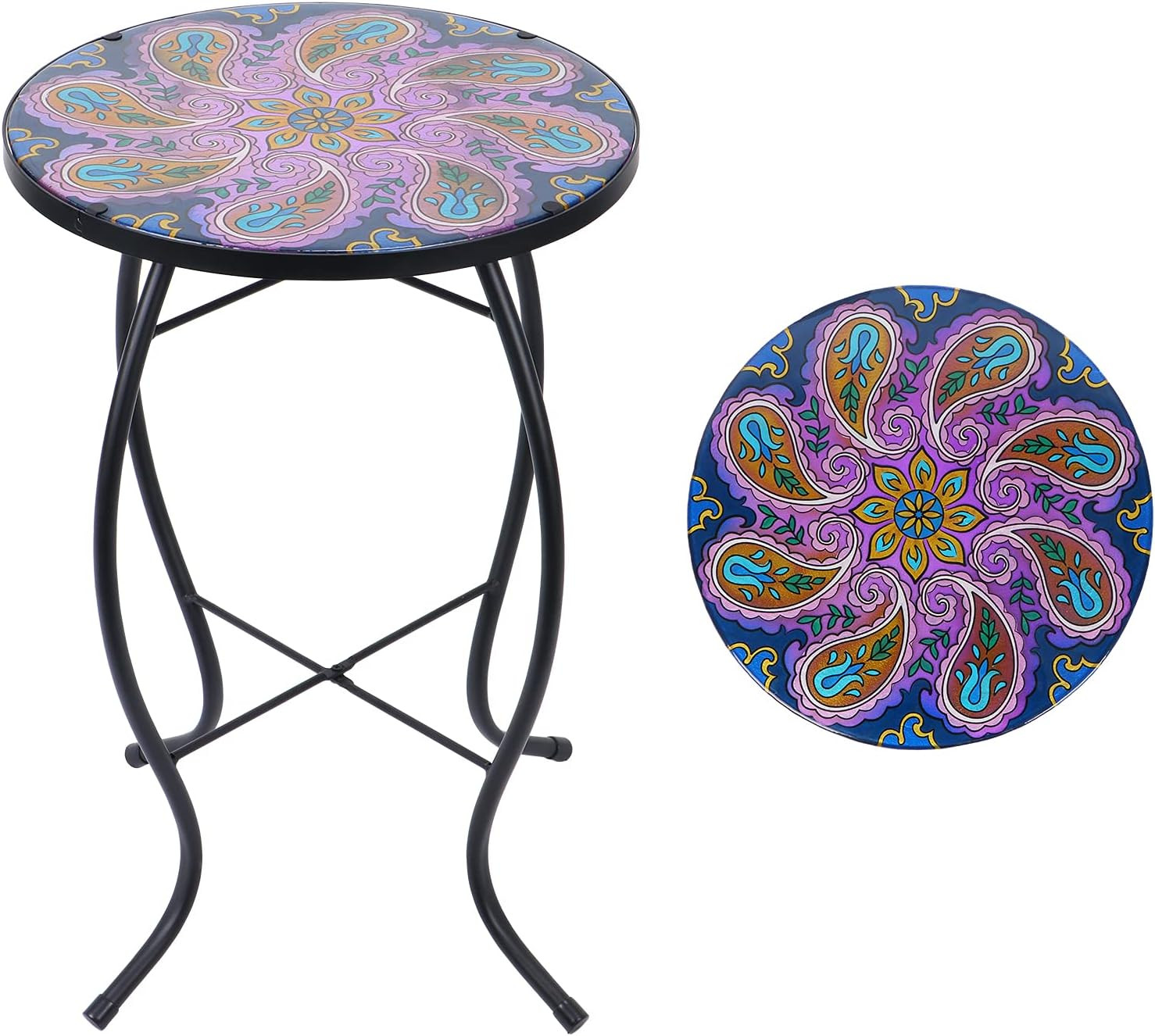 Outdoor Side Table - Patio Table Mosaic Coffee Side Tables Glass Accenttable 14’
