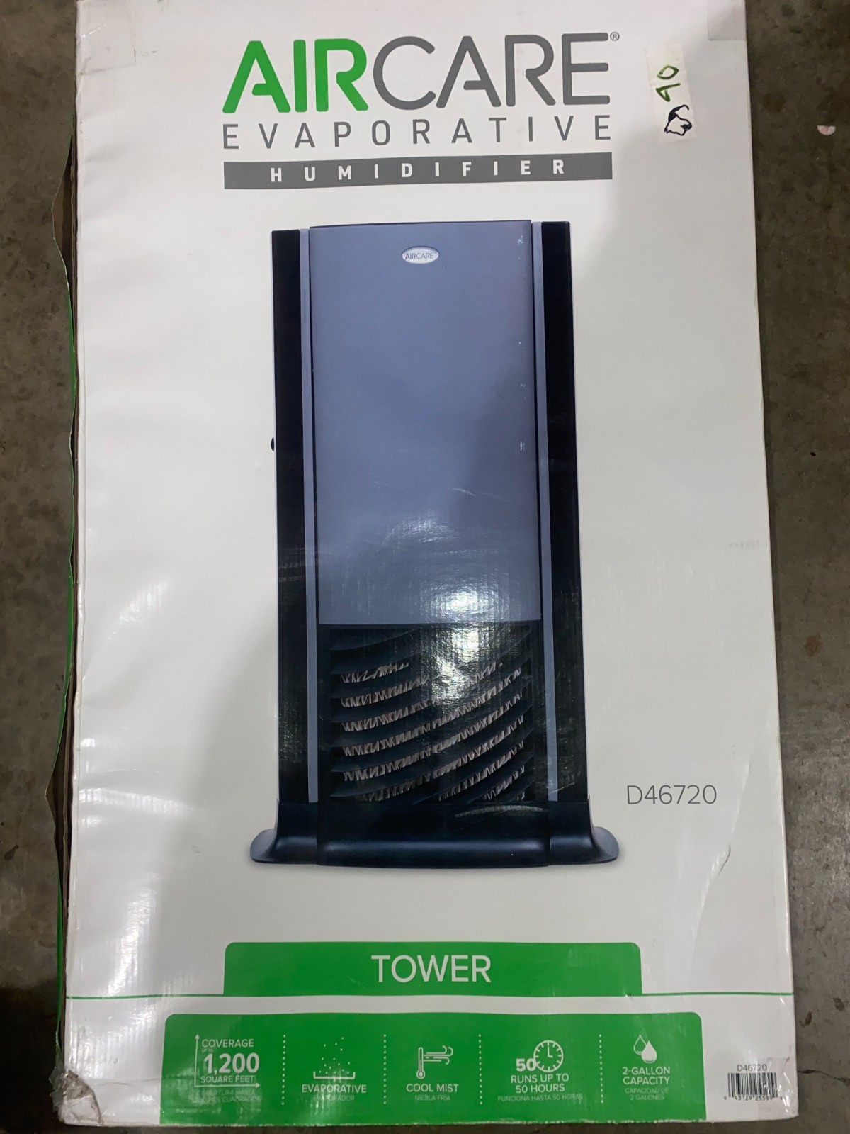 AIRCARE Tower Evaporative Humidifier Black 1200-sqFt 2 gallons NEW & SEALED
