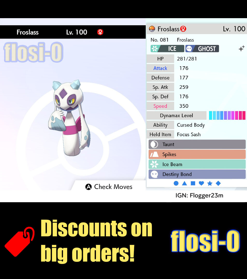 6IV Ultra Shiny Froslass or Glalie Pokemon Sword and Shield (Square Shiny)
