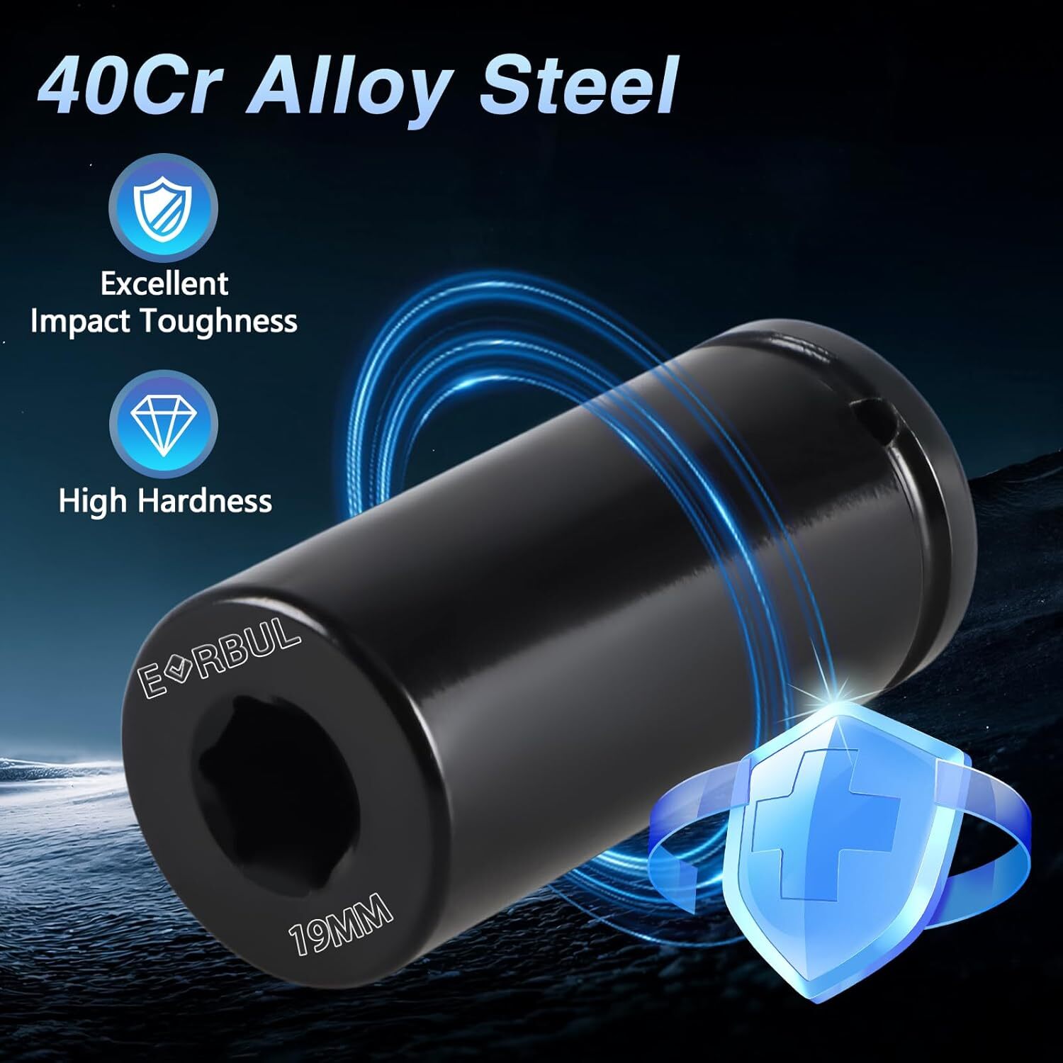 19mm Harmonic Balancer Socket 1/2'' Drive 6 Point Impact Socket for Honda Acura