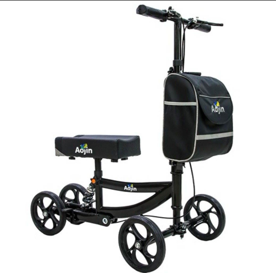 Aojin Knee Scooter, 300lbs Capacity, 13" Big PU Seat, All Terrain Foldable Knee