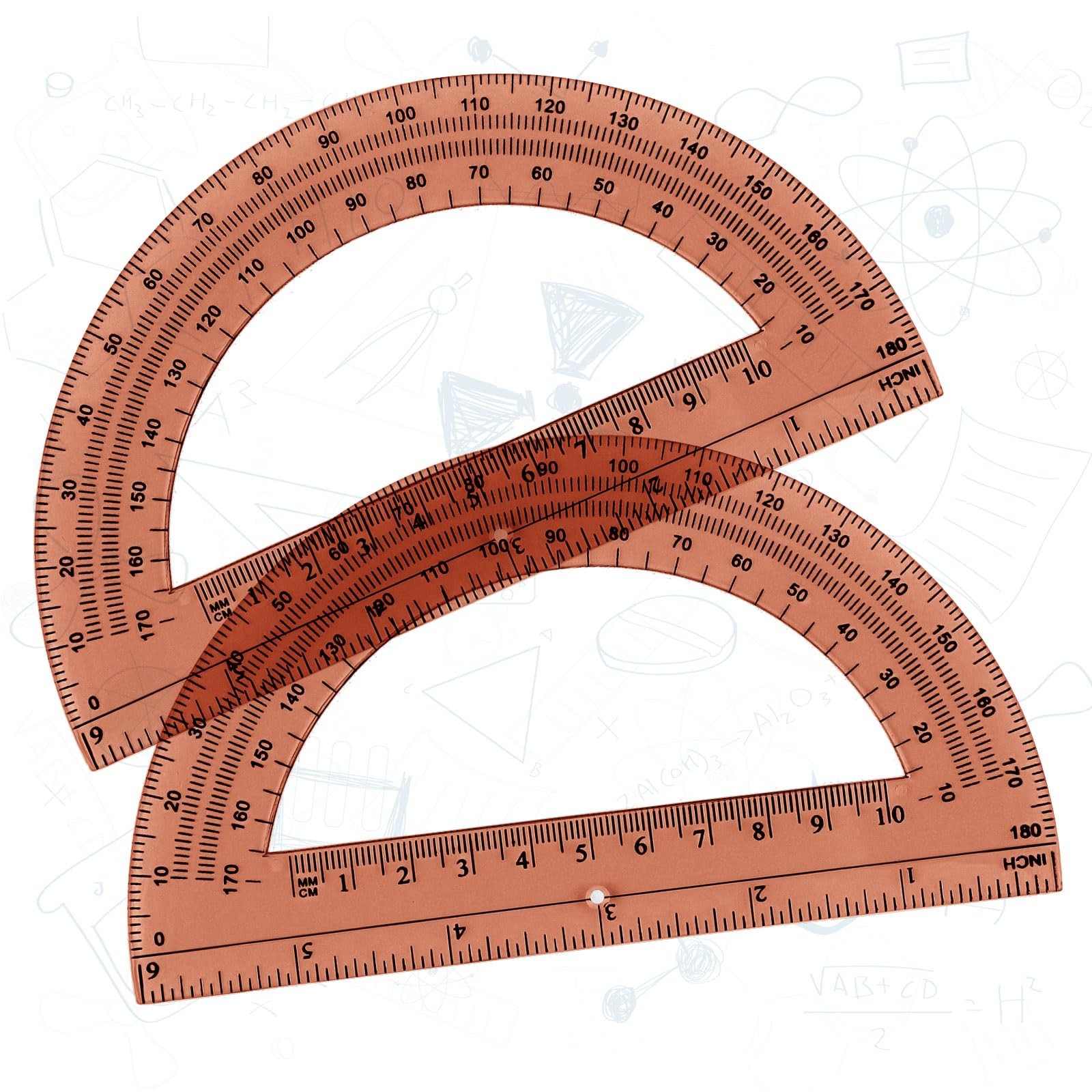 2 Pack 6 Inch Plastic Math Protractors 180 Degrees Angle Measurement