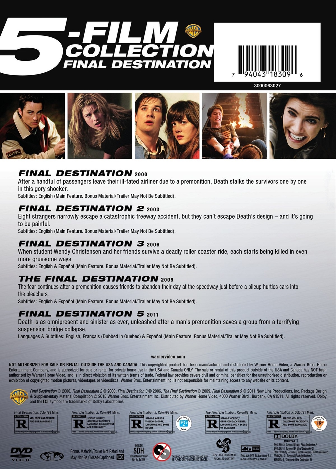 Final Destination 5-film Collection DVD NEW