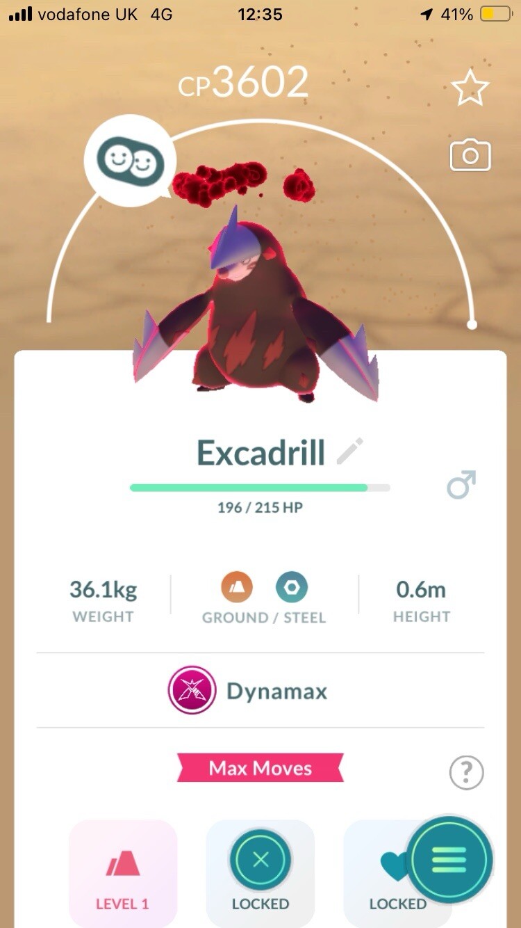 Pokémon Trade Go Level 50- Dynamax Excadrill With 3 Moves
