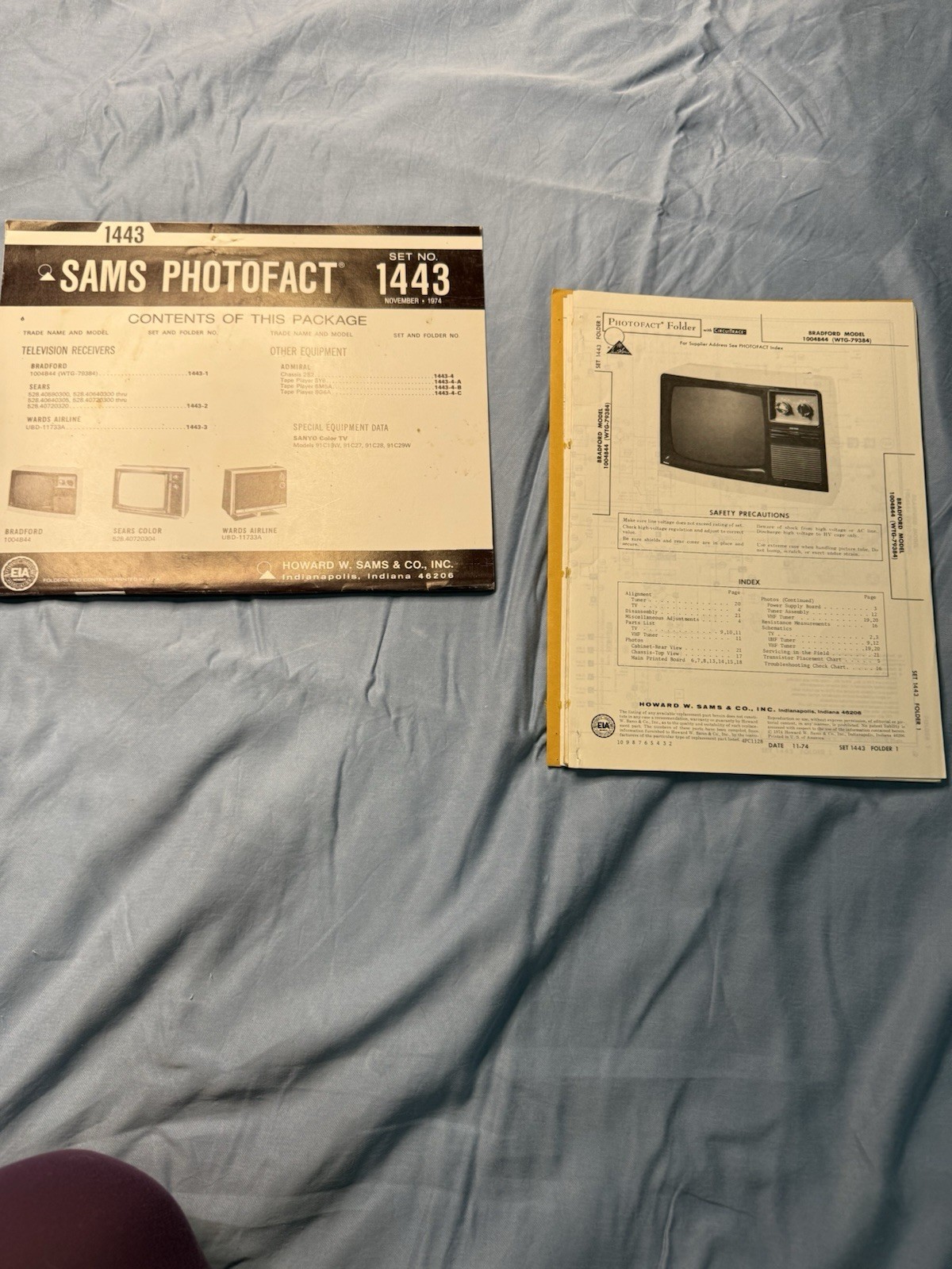 Sams Photofact Set 1443 November 1974 Complete TV & Tape Player Service Manuals