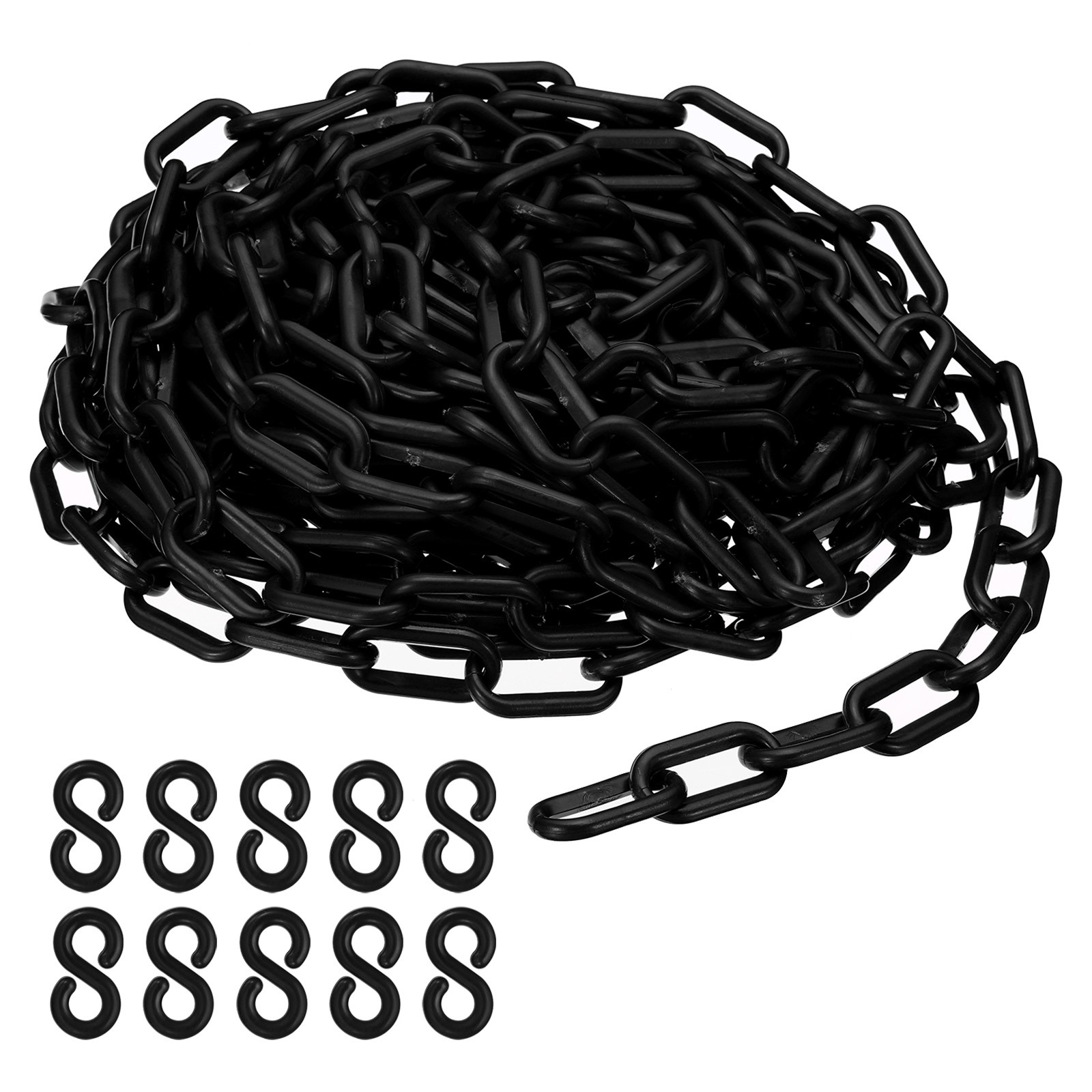 Plastic Chain,32 FEET Safety Barrier Chain for Crowd Control, 1/4inch(6mm) Black