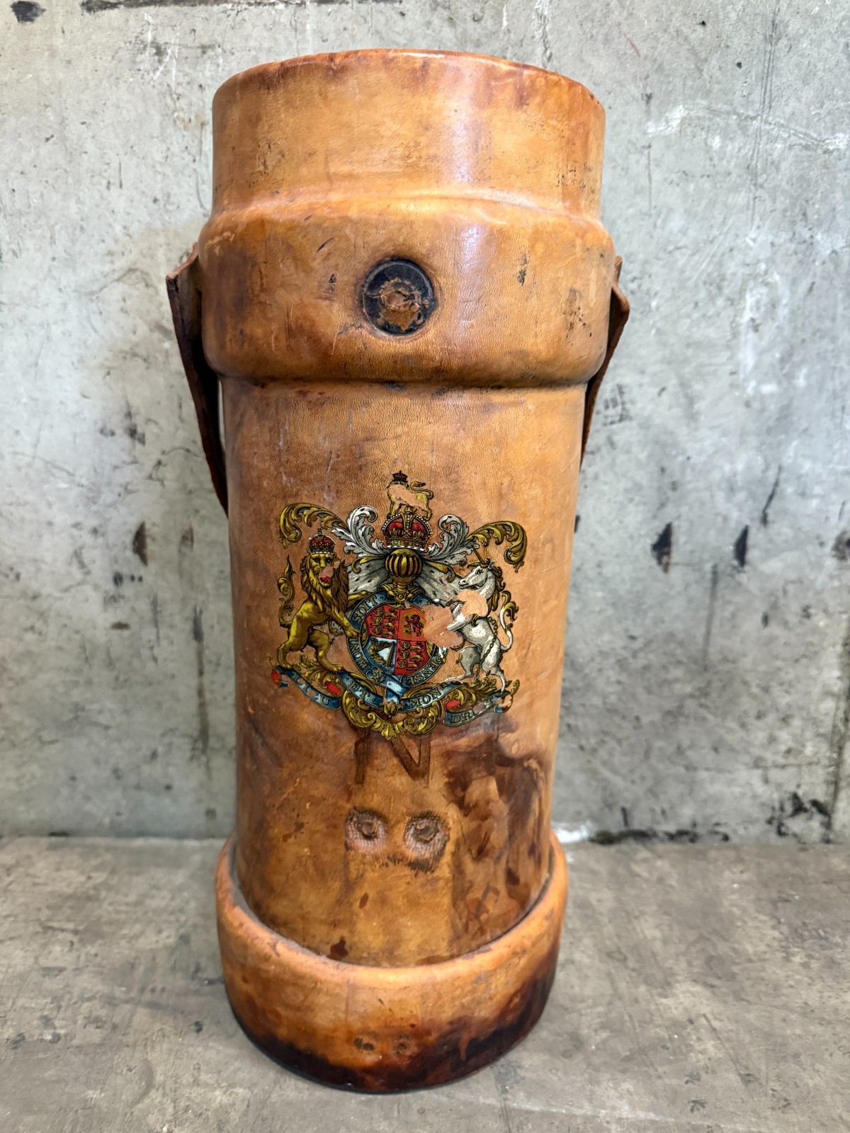 Vintage WWII British Cordite Carrier 1940s Leather Royal Coat of Arms BH & G Ltd