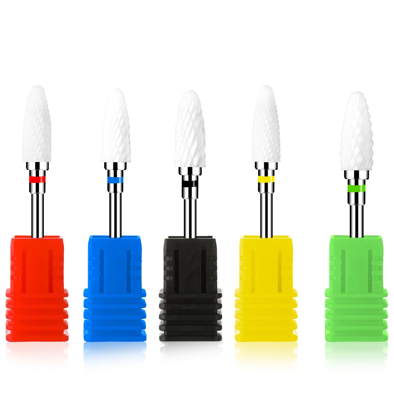Gjinxi Ceramic Nail Drill Bits Set 5 Pcs Professional Corn Shape Ceramic Bits...