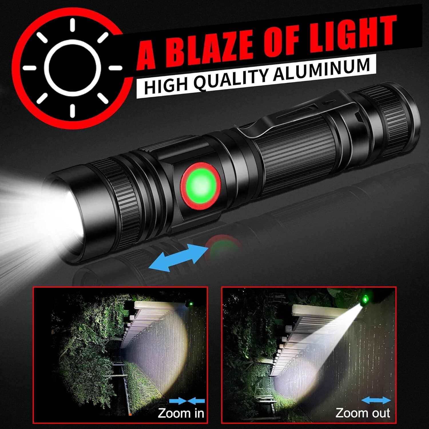 Super Bright LED Tactical Flashlight Rechargeable Work Light Lot 2000 High Lumen