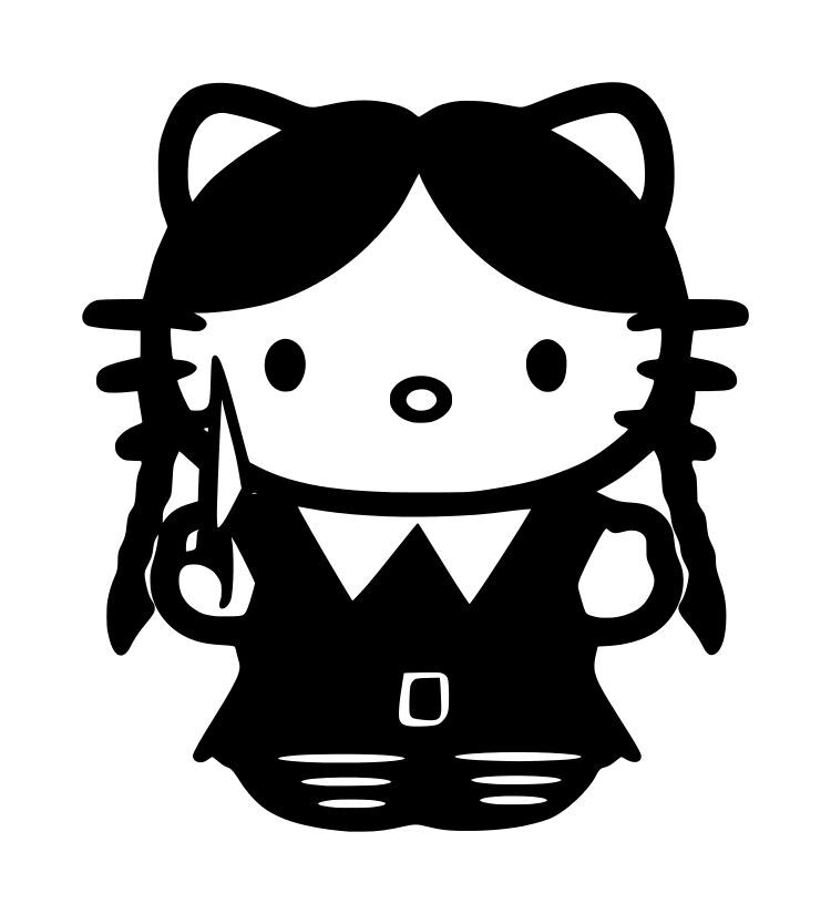 Hello Kitty Wednesday Addams Decal #1 4"x4.5" Choose Color