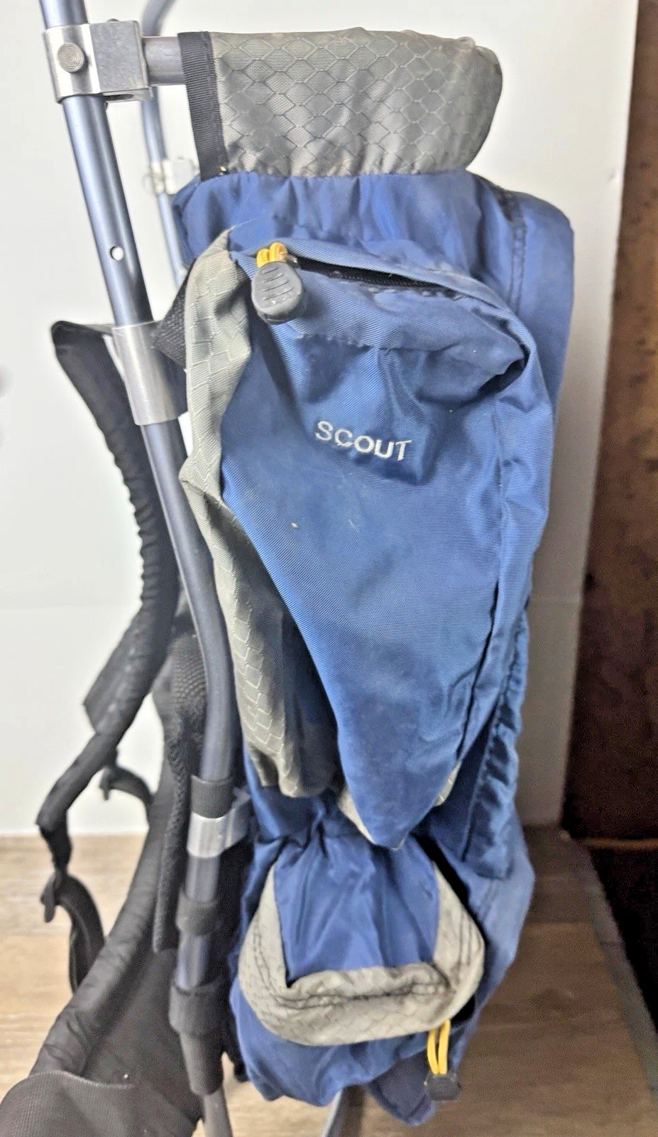 Jansport Backpack SCOUT External Frame Lightweight Nylon Hiking Camping Blue