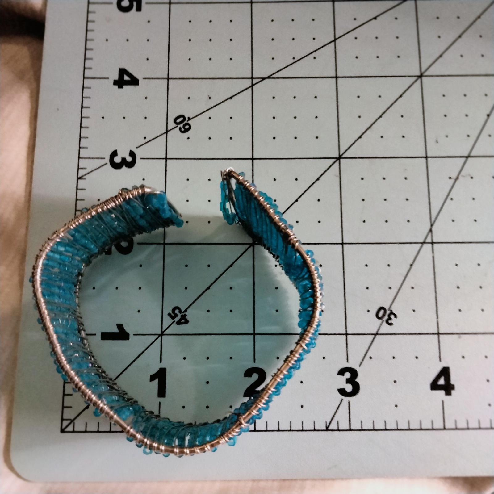 Beaded Cuff Bracelet Handcrafted Wire Wrapped Turquoise Adjustable Open Boho