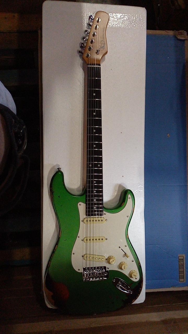Used KGD Dark Green Aged Electric Guitar, Free Shipping