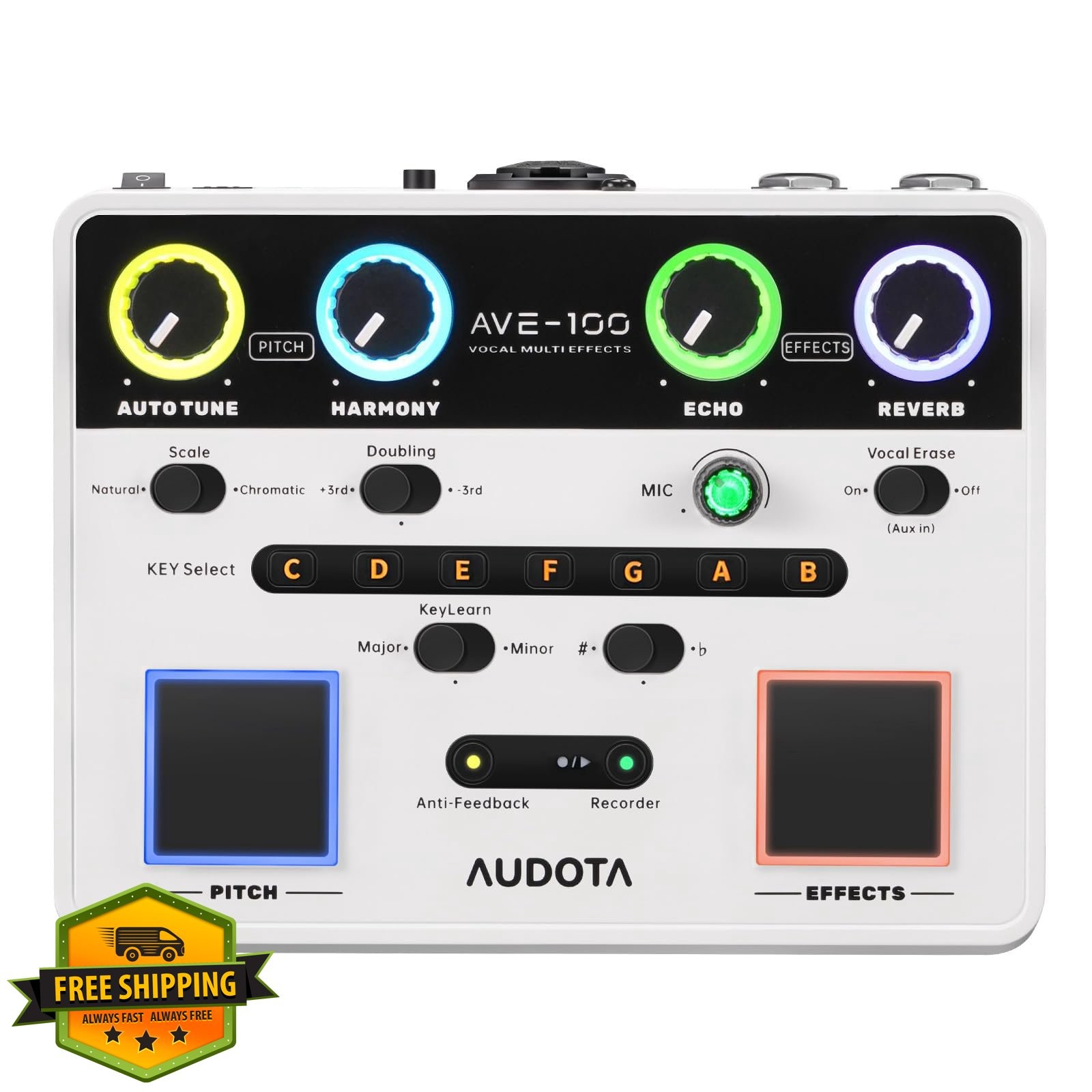 AUDOTA AVE-100 Vocal Processor Loop Cancellation OTG Audio Interface