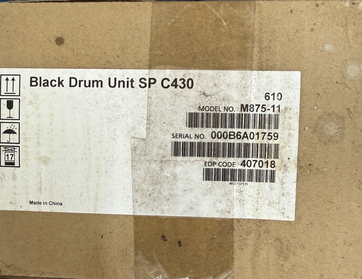 Ricoh 407018 Black Drum Unit SP C430 BRAND NEW DIRTY BOX