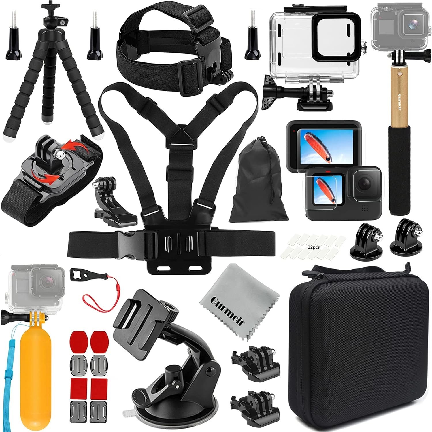 Accessory Pack for Go Pro 13 12 11 10 9 Hero, Full Essential Accessories Kit wit