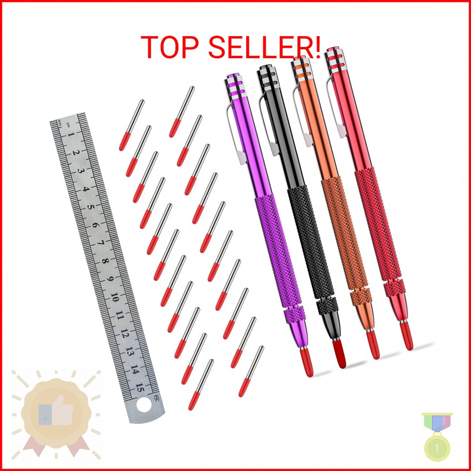 Glieskir 4 Pack Tungsten Carbide Scriber with Magnet,with Extra 21 Replacement M